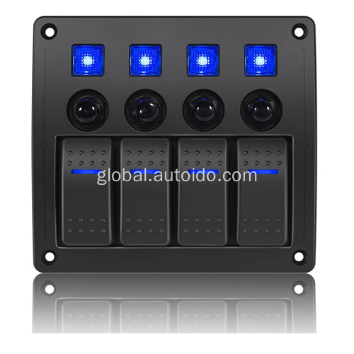 4 Gang Rocker Switch Panel WATERPROOF 4 GANG BLUE LED ROCKER SWITCH PANEL Manufactory